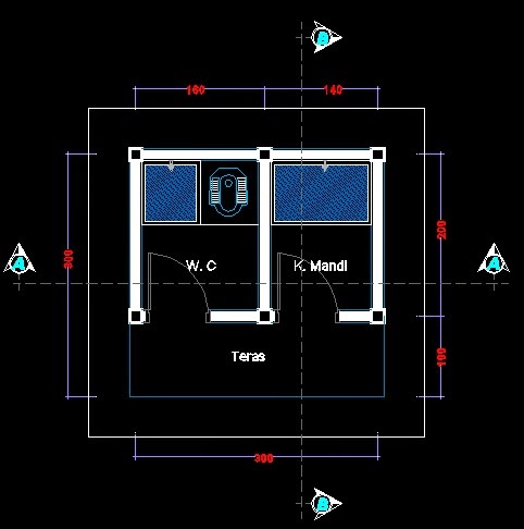 AUTO CAD GAMBAR WC DAN KAMAR MANDI (DWG FILE)  SANGGAR TEKNIK