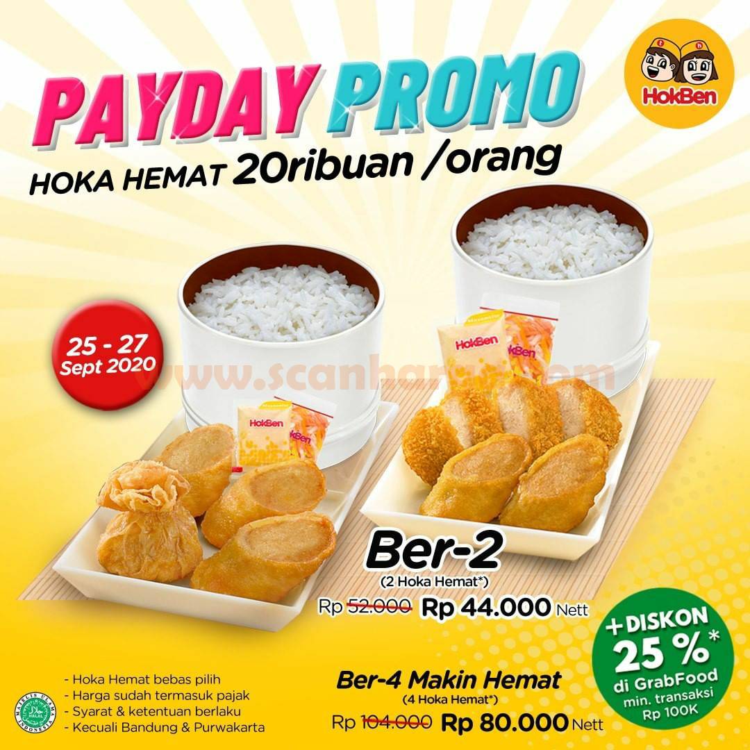 Hokben PAYDAY Promo √ Hoka Hemat 20Ribuan /Orang Periode 25 - 27 September 2020