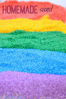 Make your own colored sand- so easy and so much cheaper than the store bought stuff!