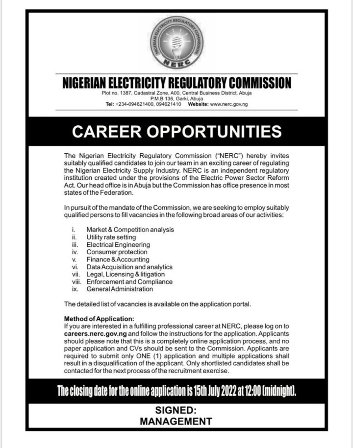 Apply Nigerian Electricity Regulatory Commission ("NERC") 