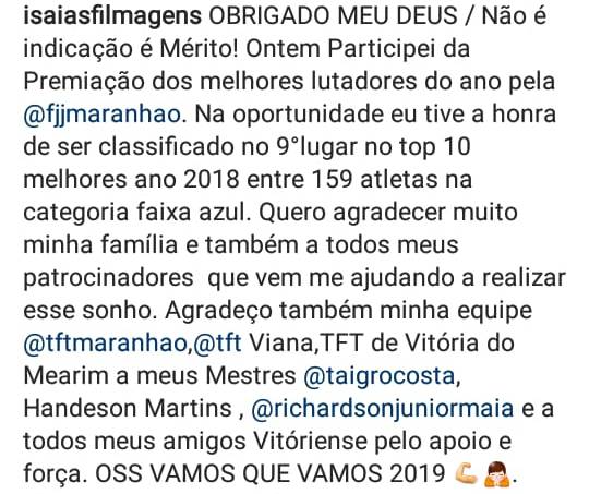 PUBLICAÇÃO DE AGRADECIMENTO DO ISAÍAS CORDEIRO