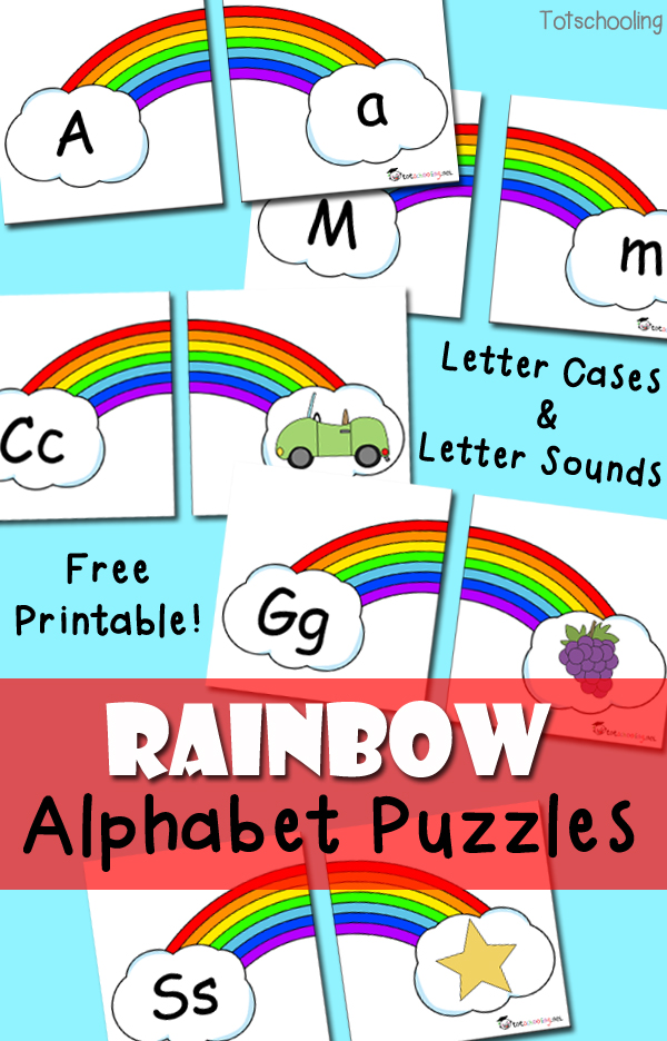Free Rainbow Alphabet Puzzles Totschooling Toddler Preschool Kindergarten Educational Printables