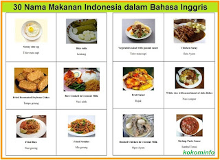 30 Nama Masakan Indonesia dalam Bahasa Inggris