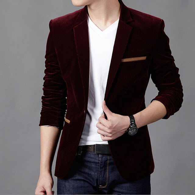 mens blazer brand clothing casual suit Slim Jacket Single 