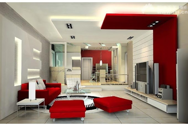 Red And White Living Rooms