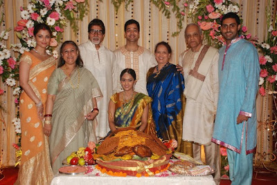 Aishwarya Rai and Abi and Amitab in her sister marriage