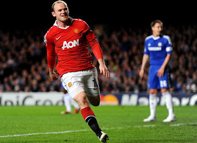 Man Utd champions league quarter finals Wayne Rooney Celebration goal
