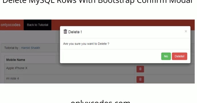 Delete MySQL Rows with Bootstrap Confirm Modal