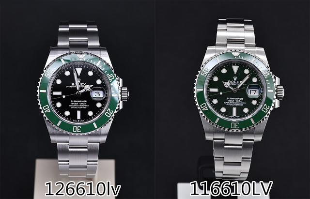 Comparar el nuevo y el viejo Rolex Submariner Verde "Fantasma" réplica de reloj