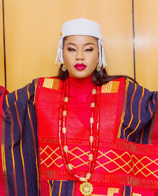 Toyin Lawani's Agbada for Chief Daddy Movie premiere