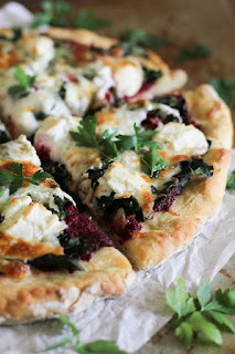 beet and pesto pizza