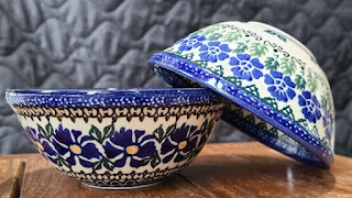 hand-painted polish pottery small bowls