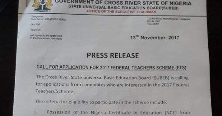 Federal Teachers Scheme Fts Application Recruitment Form 2019