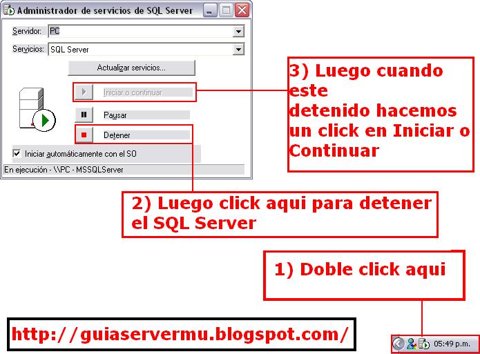 Deteniendo el sql server