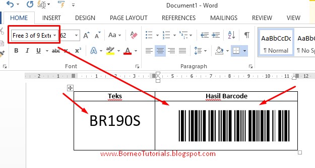 ara Membuat Barcode dan CRcode di Ms Word 2013