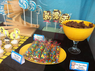 Wizard of Oz Party Dessert Table with M&M Chocolate Covered Pretzel Wands