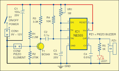 Fig. 1: Circuit of the glass break alarm