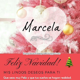 Tarjeta personalizada para Navidad con el nombre Marcela