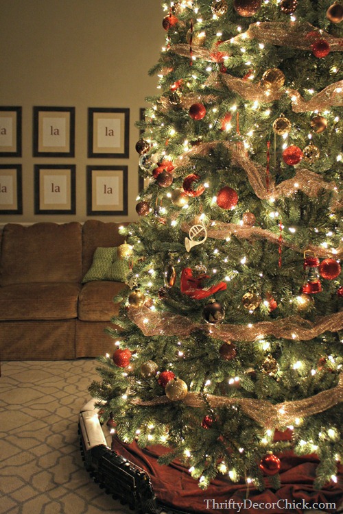 gold red brown Christmas tree