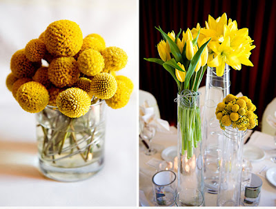 yellow and grey wedding centerpieces