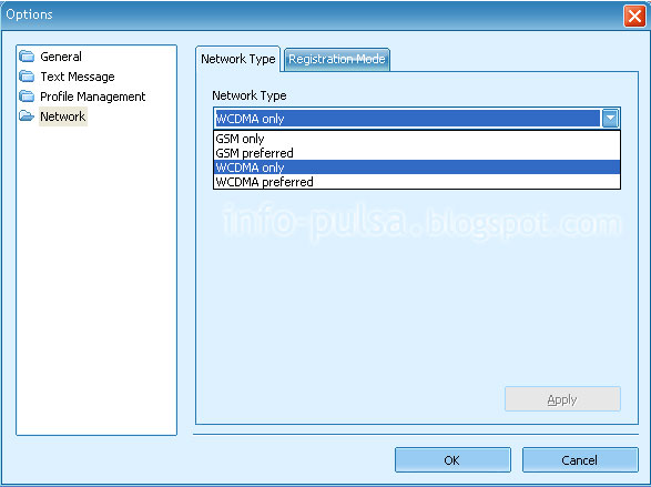 Setting Modem ke 3G/WCDMA only