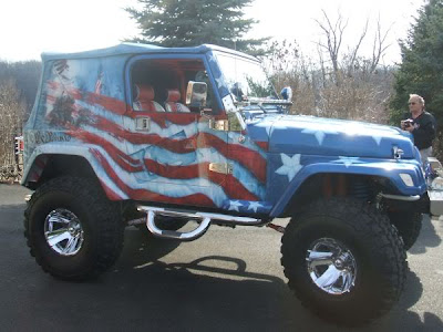 Airbrush USA Flag on Full Body Jeep Car 2