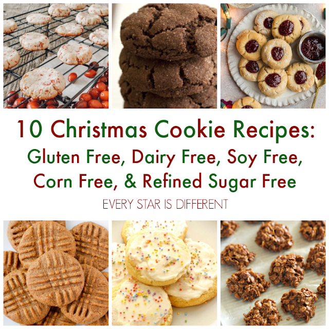 10 Christmas Cookie Recipes: Gluten Free, Dairy Free, Soy Free, Corn Free, and Refined Sugar Free