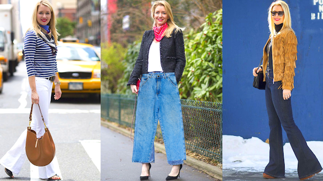 women's wearing flare jeans