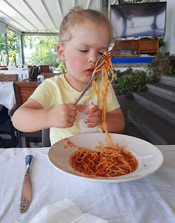 Rosie with her spaghetti bolognaise
