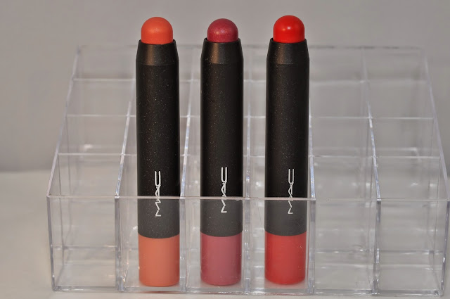 MAC Patent Polish Lip Pencils in Revved Up, Spontaneous and Berry Bold