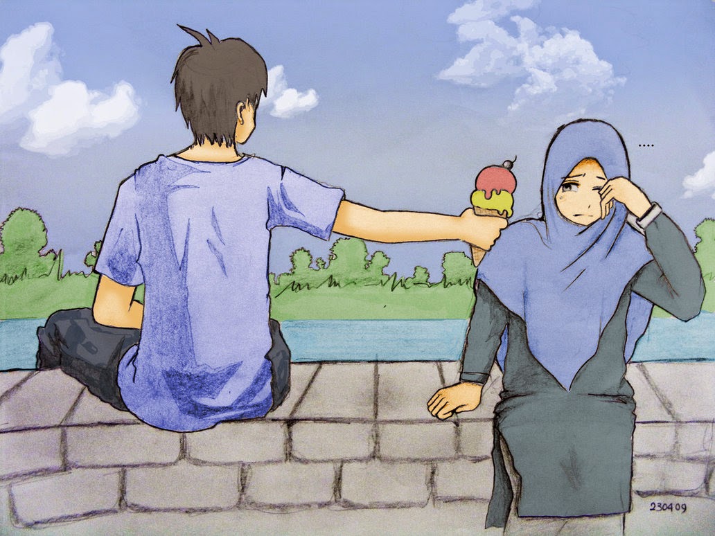 Gambar Kartun Muslimah Pegangan Tangan