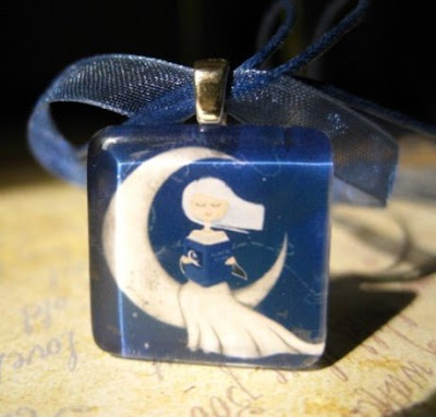 In The Moonlight - glass tile pendant