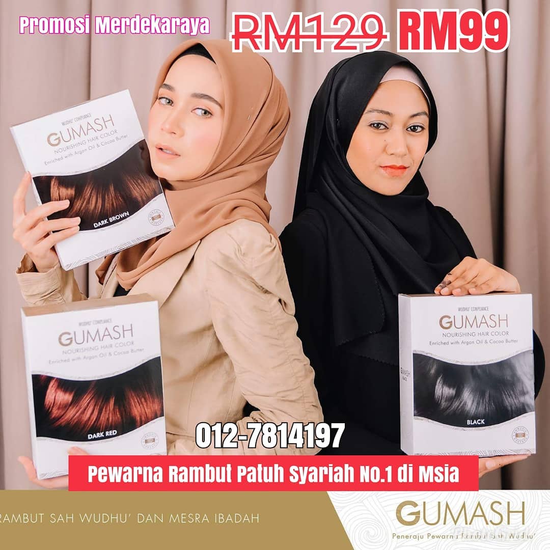 GUMASH HAIR COLOR PEWARNA  RAMBUT  HALAL DAN PATUH SYARIAH 