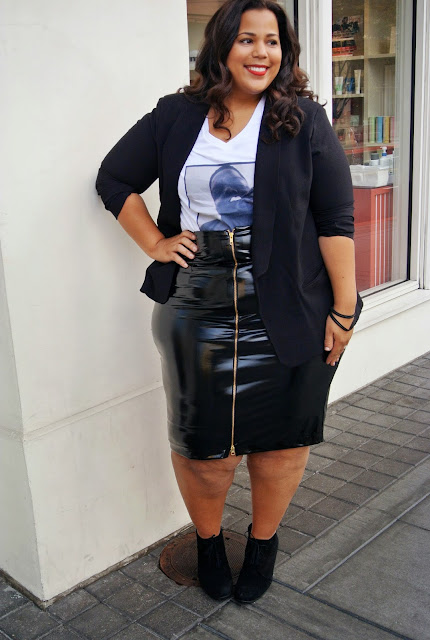 plus size patent leather skirt, Biggie T-shirt