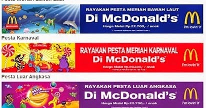 Harga Paket Ulang Tahun McDonalds Terbaru Agustus September 2016