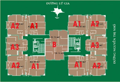 Sơ đồ căn hộ Lữ Gia Plaza loại A và B