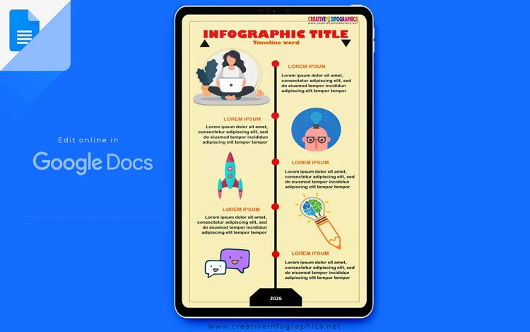 Vertical Timeline Infographics Template with Images