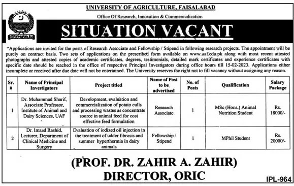 Latest University of Agricultural Faisalabad Situation Vacant