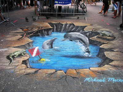 3d sidewalk art - side walk art - dolphin sidewalk art