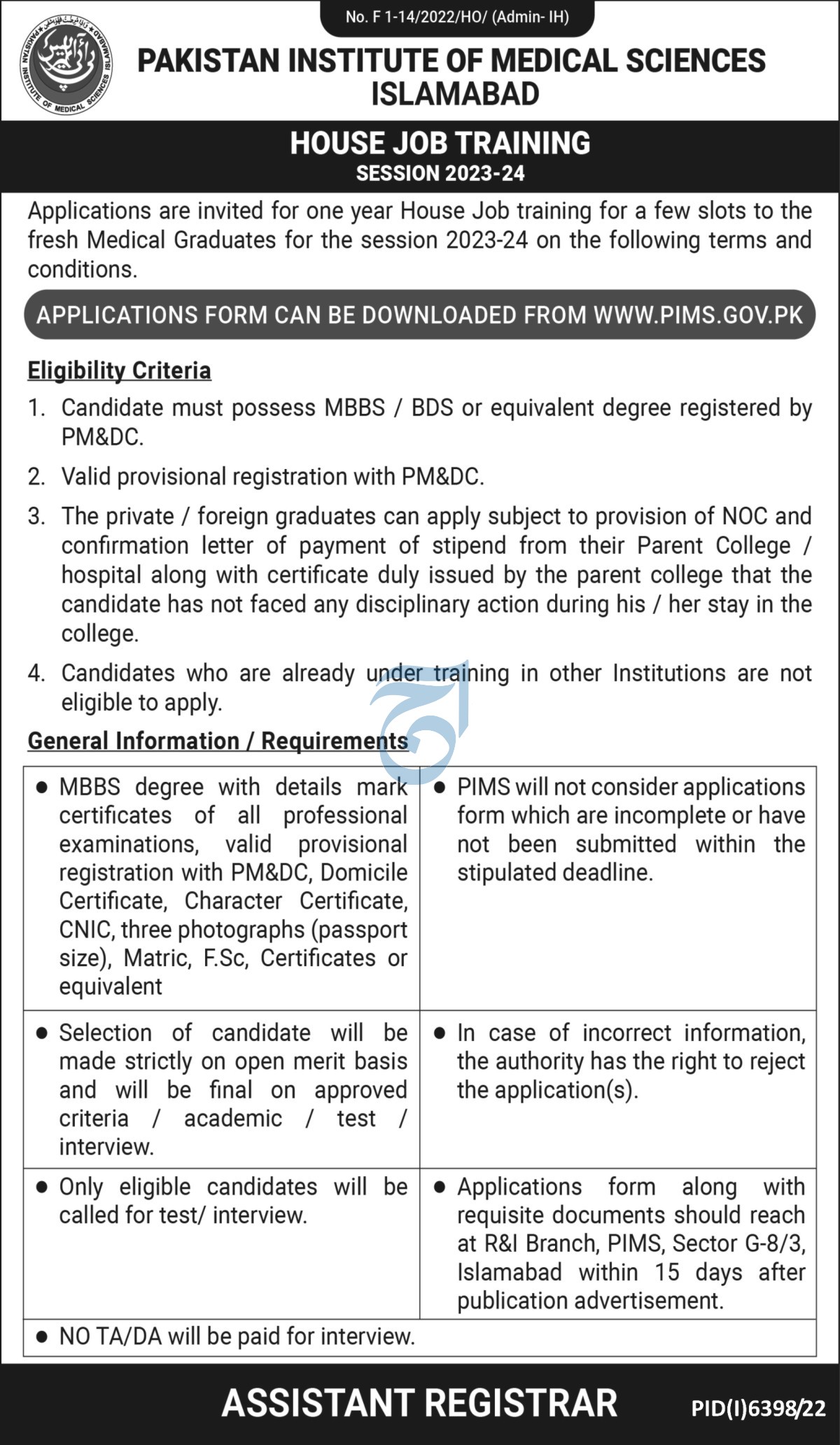 Jobs in Pakistan Institute of Medical Sciences PIMS