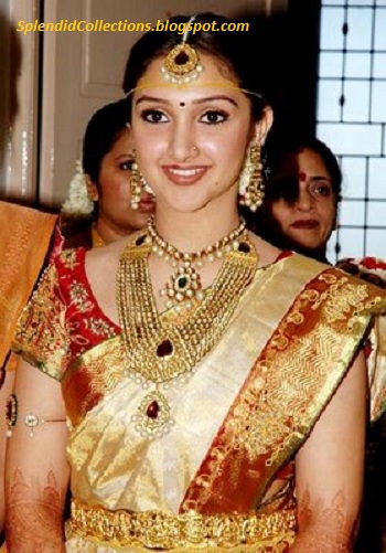 South Indian actress Sridevi wearing Kundan Jewelry on her wedding 