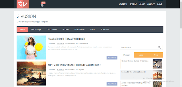 G Vusion - Template Blogger Yang Seo Dan Responsive