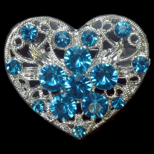 Vintage Venice Diamante Brooch Embellishment Turquoise