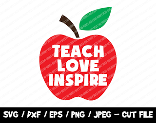 Teach Love Inspire SVG, Teacher Cut File, Instant Download, Cricut & Silhouette, Back To School Vinyl Cut File, Apple Teacher SVG, T-Shirt