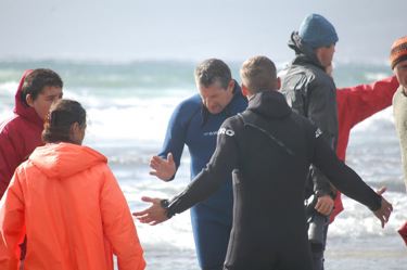 Whales beach in Kommetjie, Cape Town, South Africa.  Arguing with an official.
