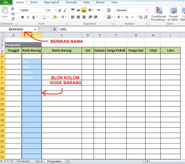 Cara membuat aplikasi penjualan menggunakan Excel