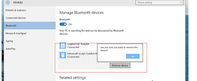 fix bluetooth not available by removing and reconnecting bluetooth
