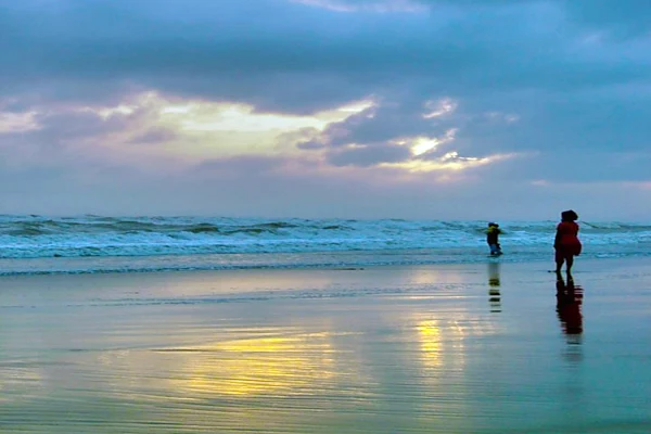 Sunset in cox's bazar sea beach