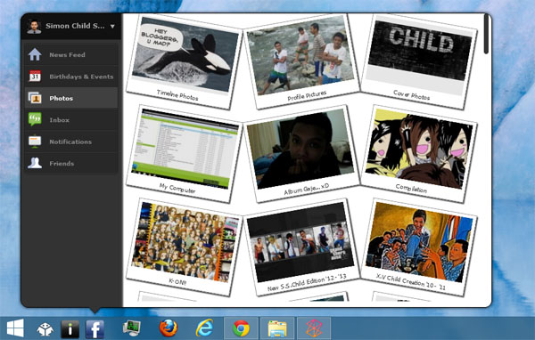 aplikasi facebook taskbar, browsing internet dari taskbar, shortcut browser internet