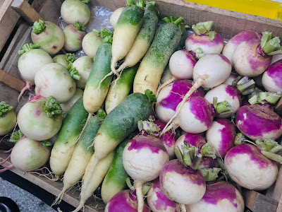 Radishes and turnips from Grade A Gardens, Downtown Farmers' Market, Des Moines, IA